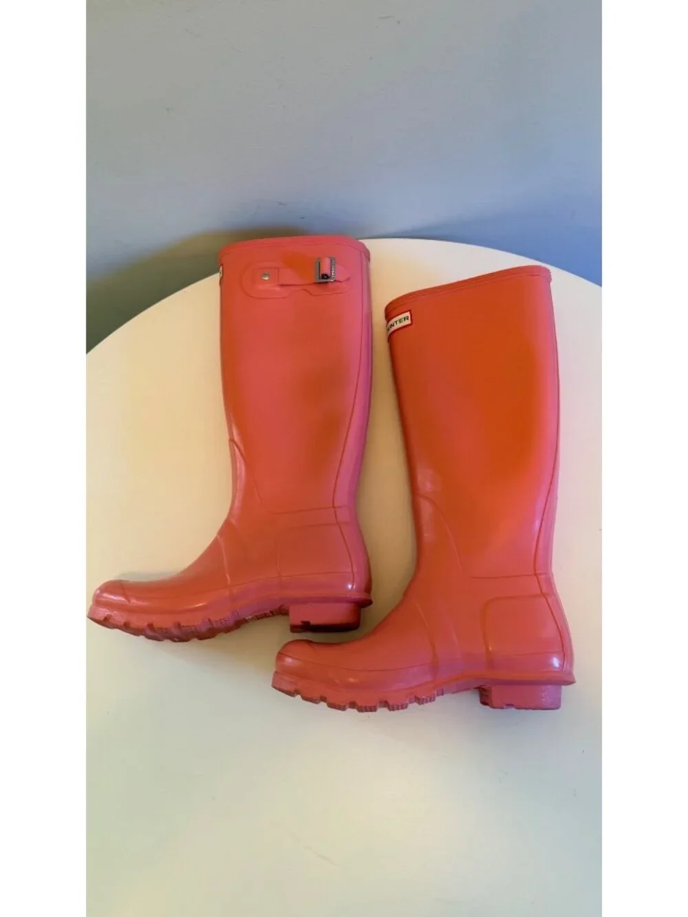 Hunter Womens Tall Pink Rain Boots Size 7 Durable Rubber Waterproof